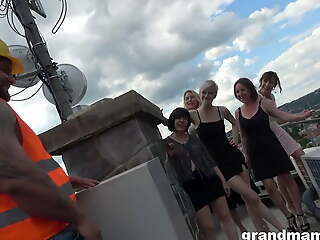 Hottest Granny Orgy on be imparted to murder Rooftop