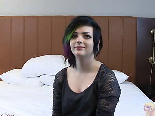 Emo Kate lets a stranger breed her tiny pussy in a hotel room.