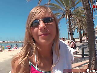 Petite German 18yo teen pick up at holiday beach plus persuaded for porn