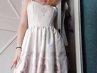 Gentle homemade masturbation regarding a namby-pamby dress and a passionate stormy orgasm