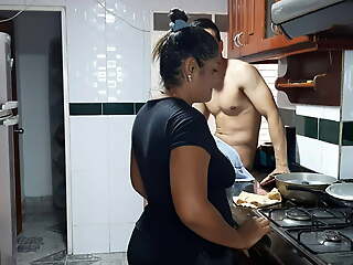 My stepmom gives me a delicious blowjob wide burnish apply kitchen
