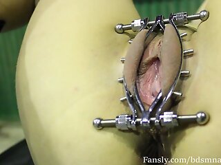 He puts a labia clamp in my pussy and plays with it. I's winter, I'm suffering make an issue of cold ( BdsmNaughtyGirl )