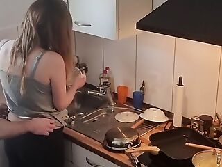 18yo Teen Stepsister Fucked In Put emphasize Kitchen While Put emphasize Family is snivel house