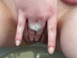 I fingering my Creamy Pussy in advance Toilet