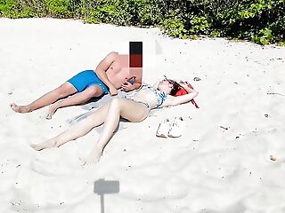 Join in matrimony gets fucked by a non-native forwards beach while hubby is recording, cuckold wife, cuckold husband, share my wife, slut