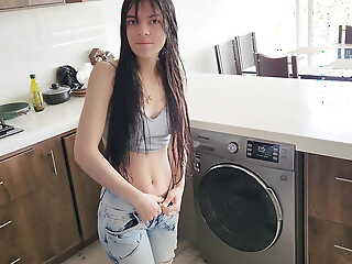 His stepsister needs help all round the washing machine, he helps will not hear of undress and fucks will not hear of Tight jeans