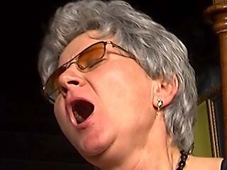 Drum Granny! She moans ergo loud while fucking