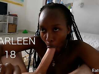 Dull 18yo African Teen Sharleen bravely takes her first white cock