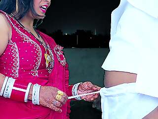 2024 Karwa Chauth- Desi young wife Pinki had blowjob in front of Moon, cumshot on her heavy Ass.