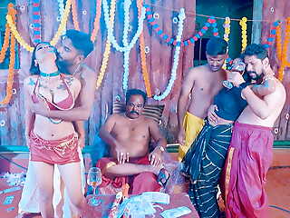 Desi Bahu and Beta Gangbang sex with Sasur