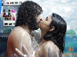 Conduct oneself sister and Conduct oneself brother bath romance in wash one's hands chum around with annoy sloppy sex in bedroom, Vaishnavy and Sharun Raj bath and hot sex romance