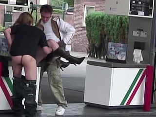 Uncompromisingly well-spoken unreserved PUBLIC gangbang trio group sex at a gas station